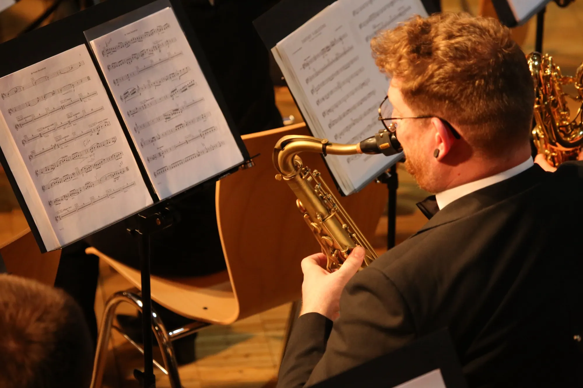 Saxophonist beim Spiel